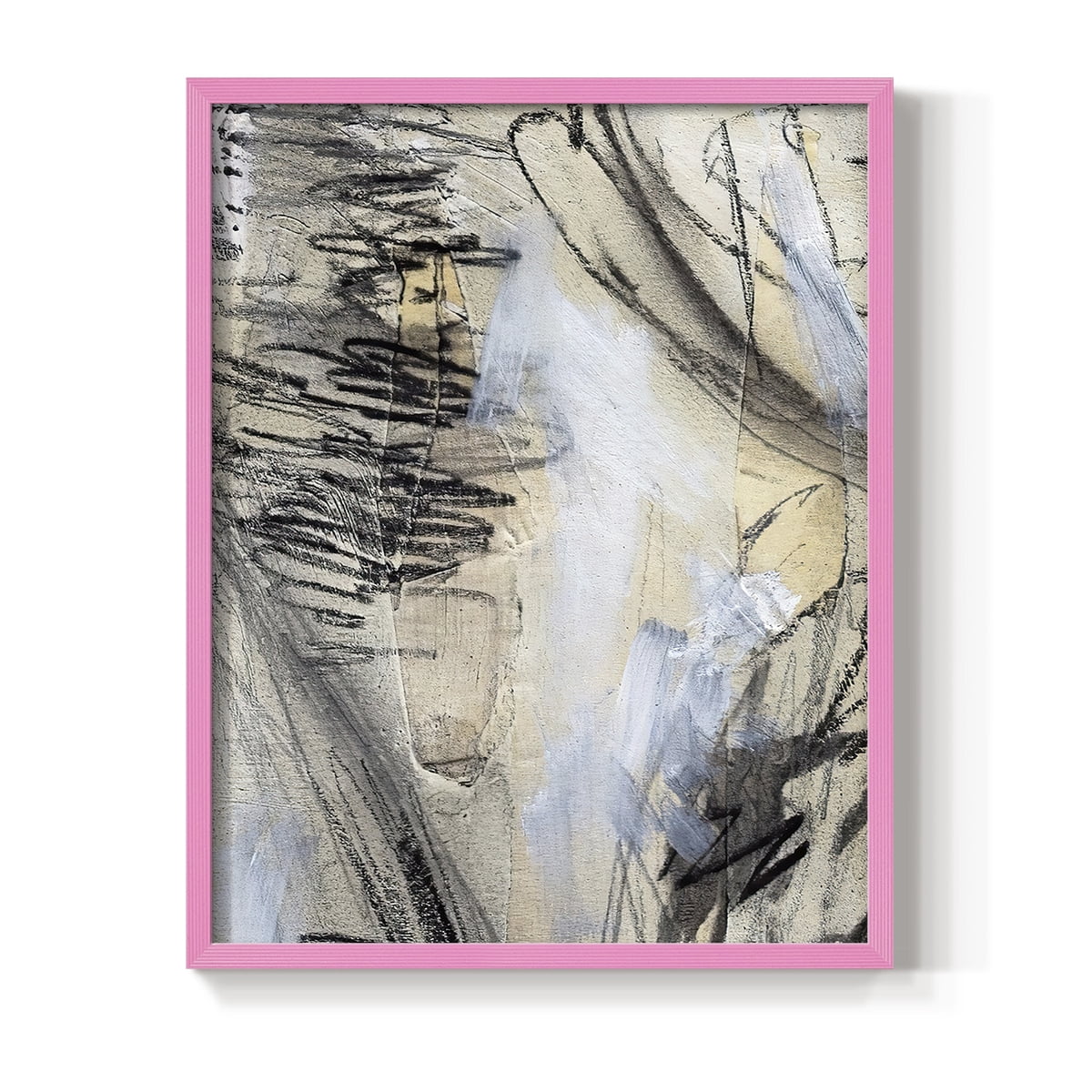 Masked Notes VI Framed Print in Pink Solid Wood Framed Print No Nail Hanging