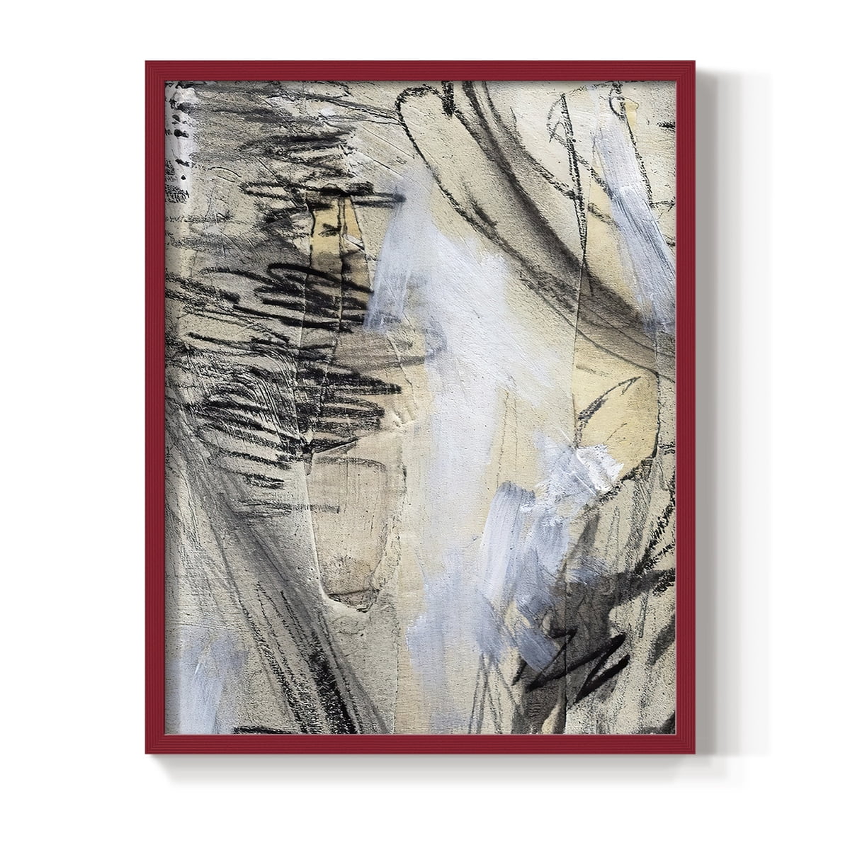 Masked Notes VI Framed Print in Red Solid Wood Framed Print No Nail Hanging