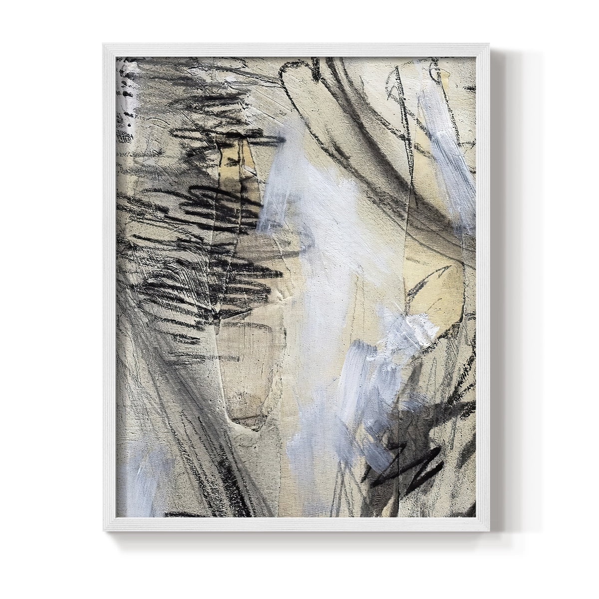 Masked Notes VI Framed Print in White Solid Wood Framed Print No Nail Hanging