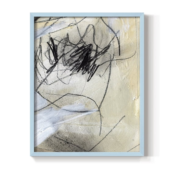 Masked Notes VII Framed Print in Blue Solid Wood Framed Print No Nail Hanging