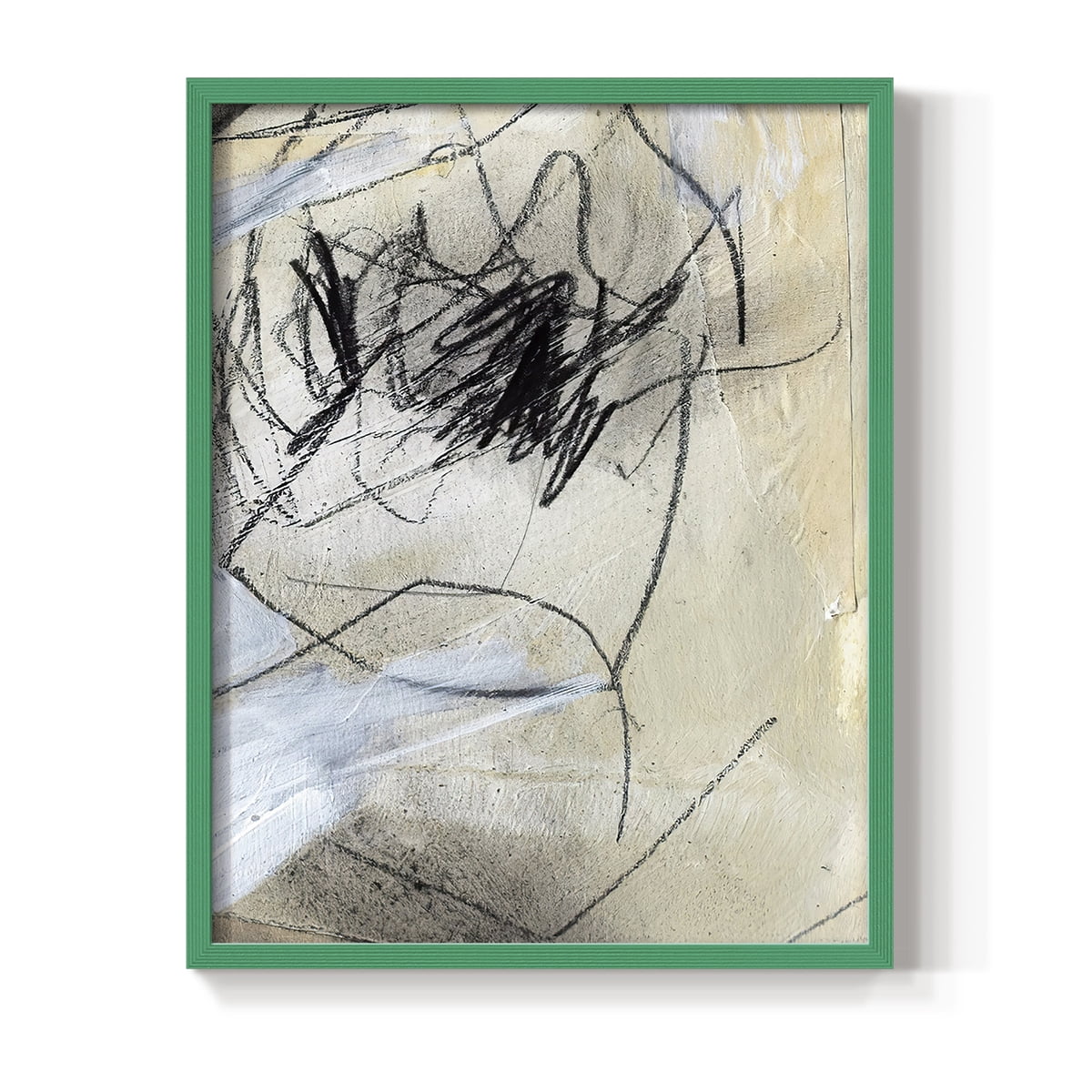 Masked Notes VII Framed Print in Green Solid Wood Framed Print No Nail Hanging