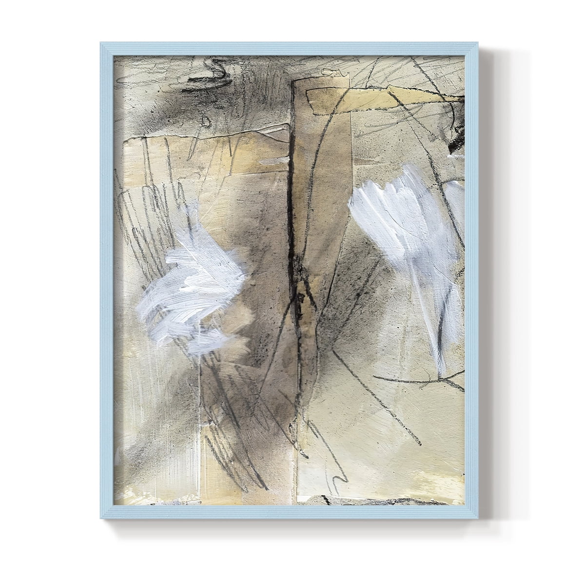 Masked Notes VIII Framed Print in Blue Solid Wood Framed Print No Nail Hanging