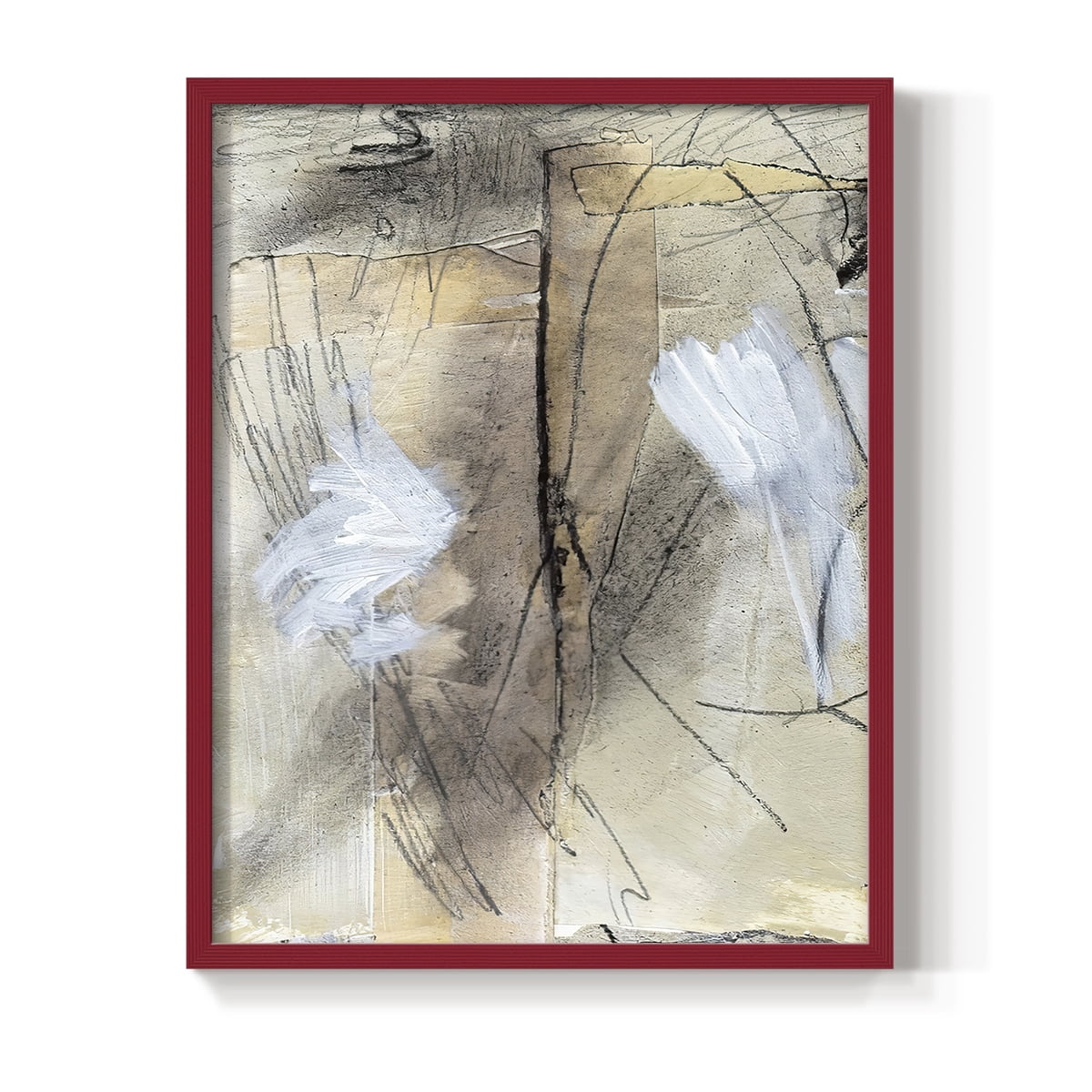 Masked Notes VIII Framed Print in Red Solid Wood Framed Print No Nail Hanging