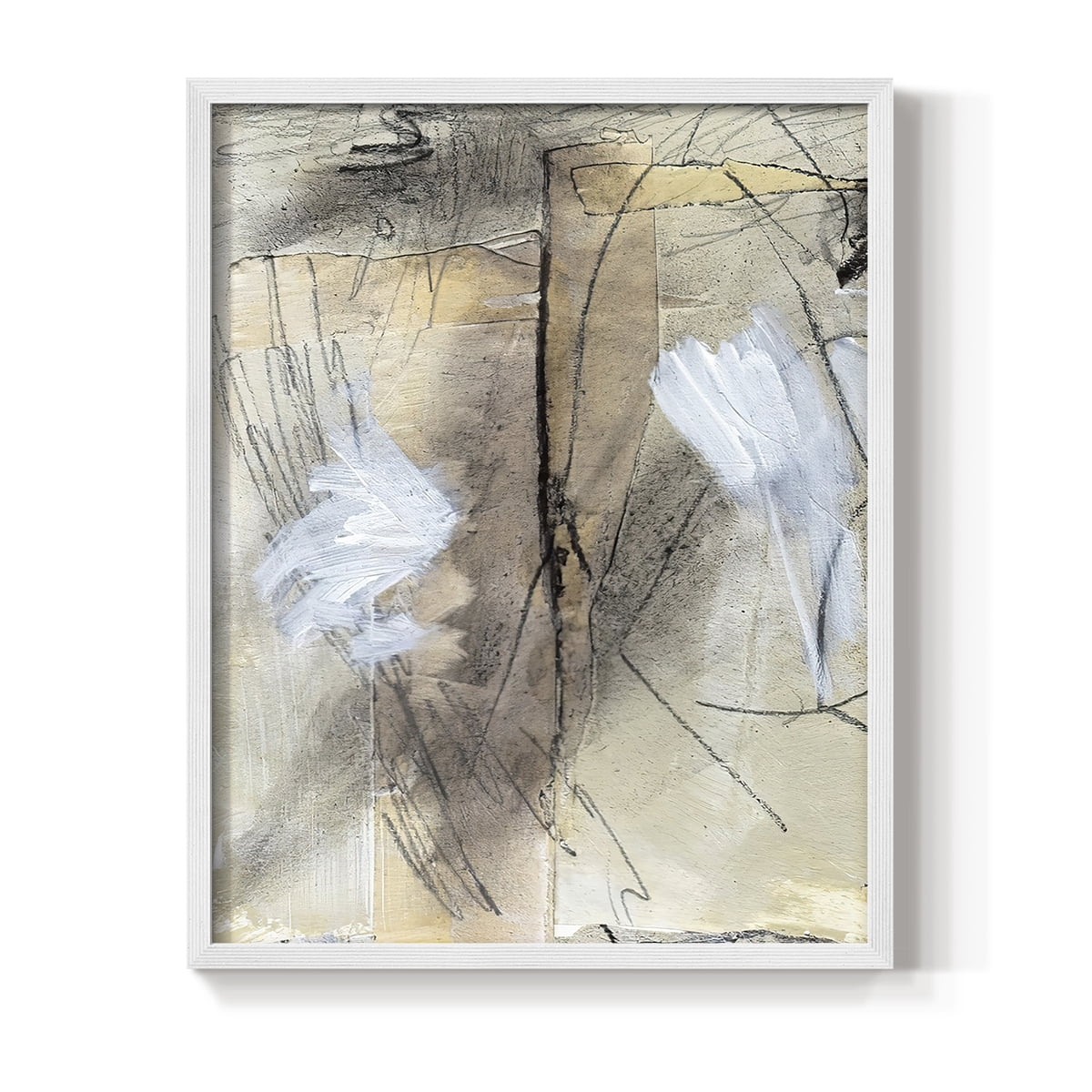 Masked Notes VIII Framed Print in White Solid Wood Framed Print No Nail Hanging