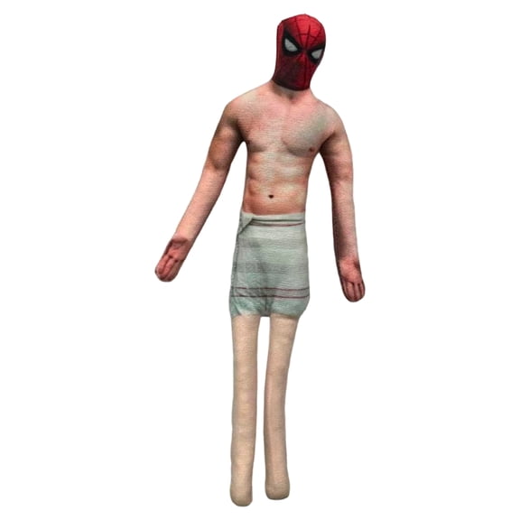 Masked Plush Figure with Long Limbs - Red Black Masked Costume Doll for Creative Desk Decor & Funny Display