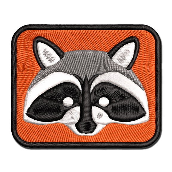 Masked Raccoon Trash Panda Head Applique Multi-Color Embroidered Iron-On Patch - 2.5 Inch Small