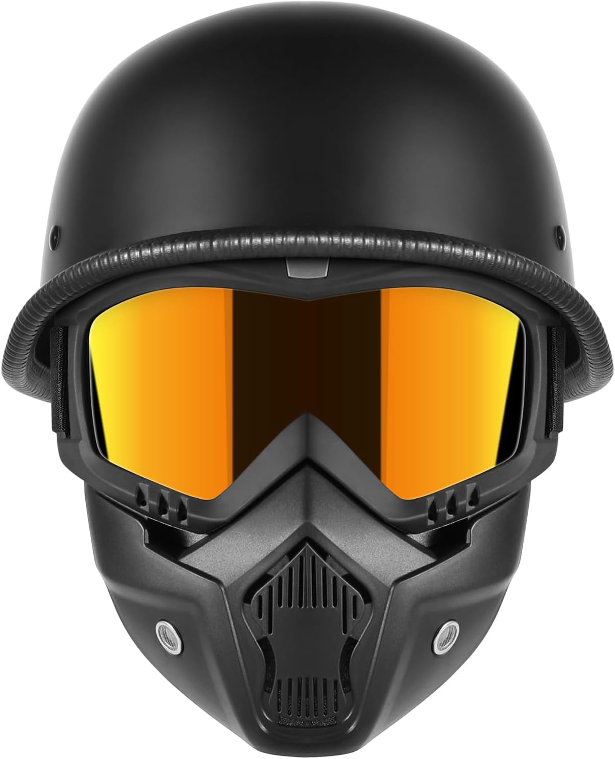 Masked motorcycle half-helmet, German-style adult male and female motorcycle helmets, retro half-shell helmets suitable for lightweight motorcycle cruisers: "Ultimate Comfort and Safety（XL)）