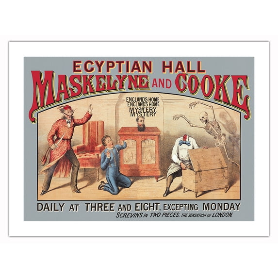 Maskelyne and Cooke - Egyptian Hall - Vintage Magic Poster c.1879 - Bamboo Fine Art 290gsm Paper (Unframed) 12x16in
