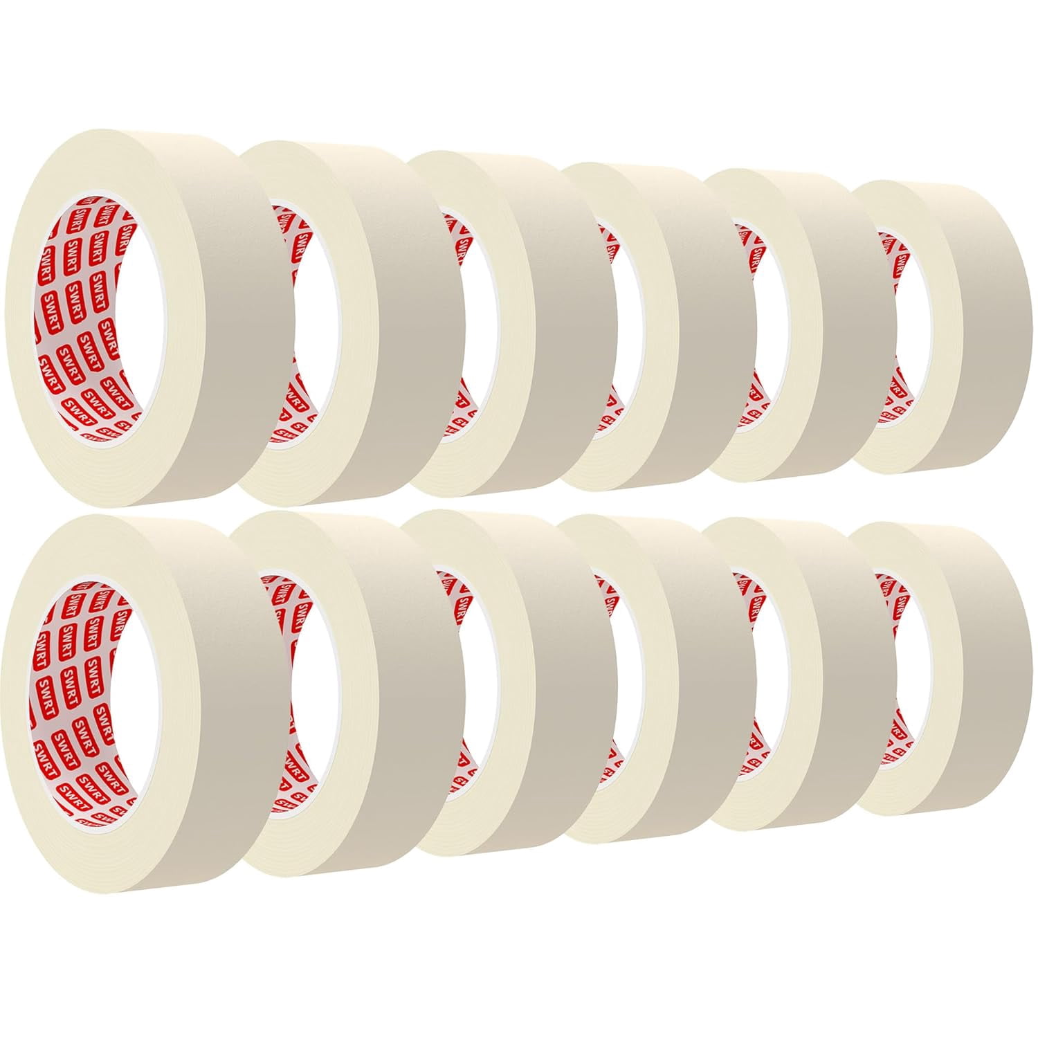 Masking Tape 1 Inch x 55 Yards x 12 Rolls, Bulk Adhesive Painting Tape for General Purpose Use, Crafts & Home Projects (660 Yards Total)