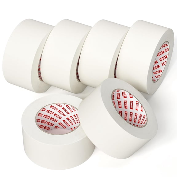 Masking Tape 2 Inch Wide, 6 Rolls x 55 Yards, Clean Removal | 2-Inch Wide Coverage; Fast Wall Masking; Quick Trim Coverage; Baseboards & Borders; Fewer Strips Needed; Wide Labels & Crafts