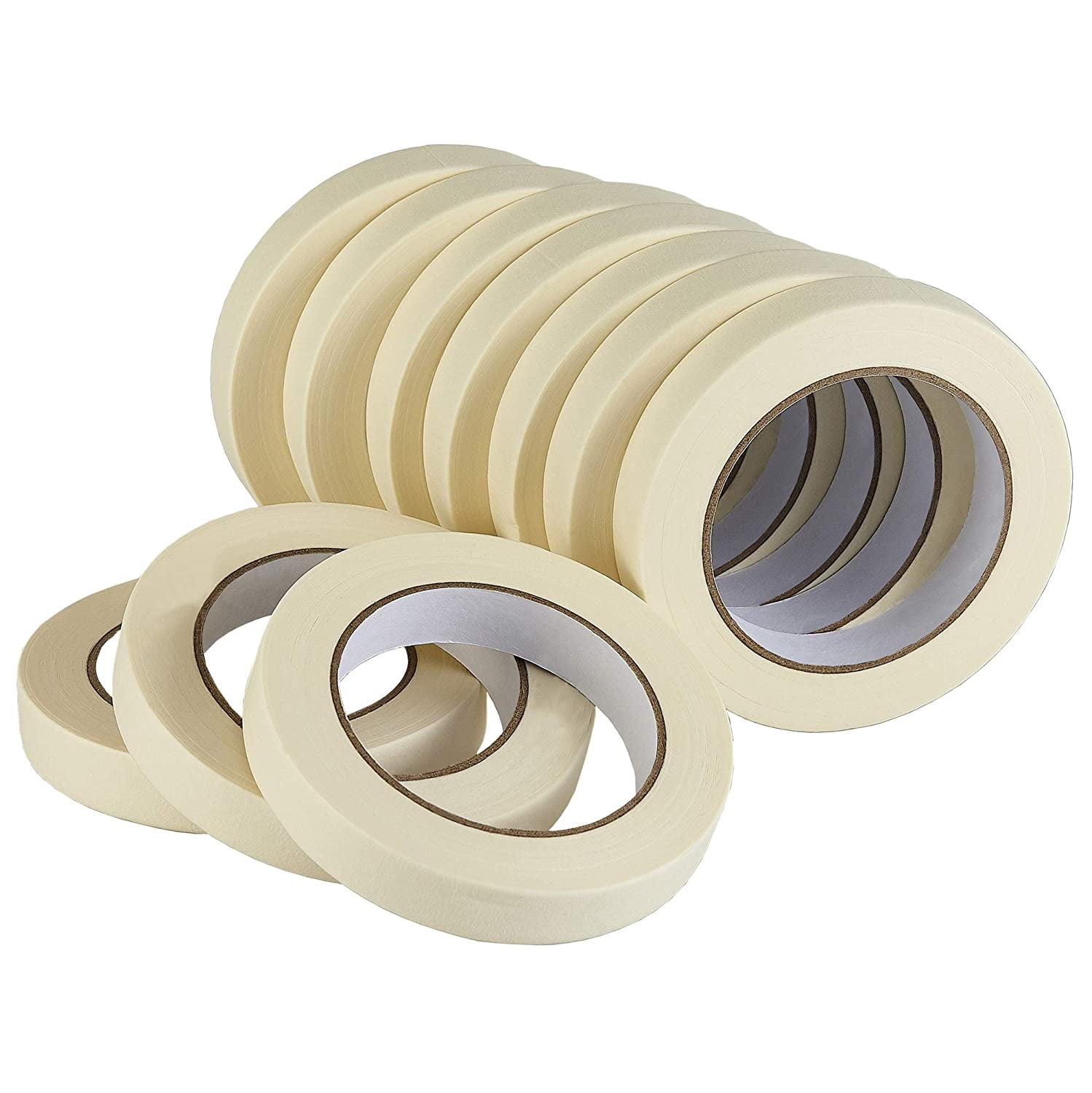 Masking Tape Bulk, General Purpose Masking Tape for Basic Painting, Beige White, 0.98 Inch X 55 Yards X 10 Rolls