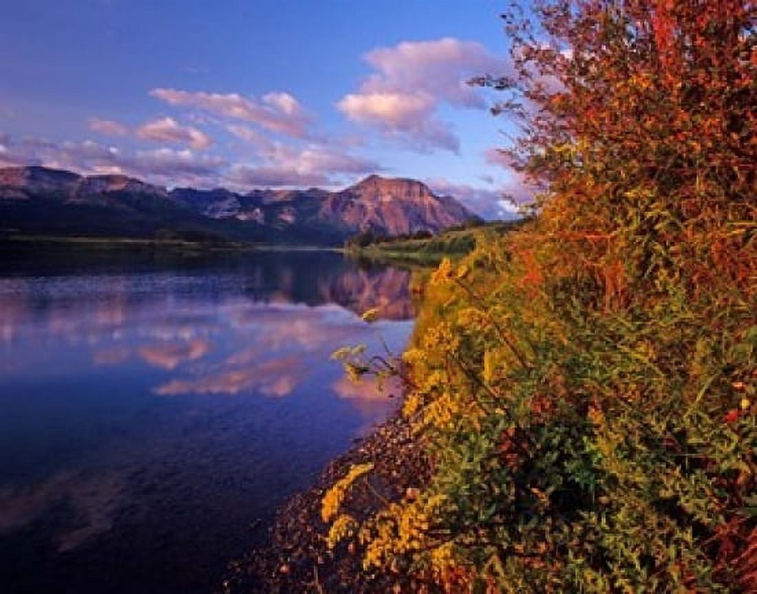 Maskinonge Lake with mountains in the background Waterton Lakes National Park Alberta Canvas Art - Chuck Haney DanitaDelimont (36 x 28)