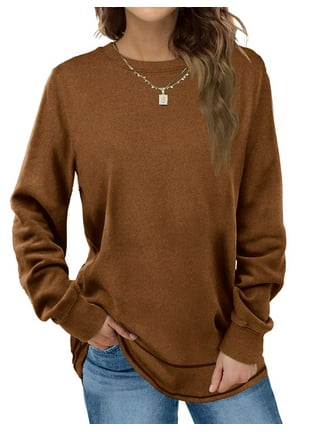  Rpvati Long Sweatshirts for Women To Wear With Leggings Plain  Tunic Shirts Blouses Shirts with Pockets Comfort Long Sleeve Fall Fashion  2023 Sudaderas Brown L : Sports & Outdoors