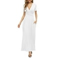 thumbnail image 1 of Maskion Women's Empire Waist Maxi Dress Casual V Neck Long Dresses with Pockets,White, 1 of 6