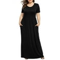 thumbnail image 1 of Maskion Women's Plus Size Casual Dresses Short Sleeve Maxi Dress XL-5XL with Pockets,3XL Black, 1 of 5