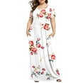 thumbnail image 1 of Maskion Women's Plus Size Casual Dresses Short Sleeve Maxi Dress XL-5XL with Pockets,3XL Floral White, 1 of 5