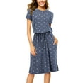 thumbnail image 1 of Maskion Womens Hide Belly Work Casual Midi Dresses with Pockets,2XL Gray Blue, 1 of 5