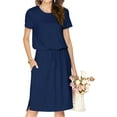thumbnail image 1 of Maskion Womens Hide Belly Work Casual Midi Dresses with Pockets,2XL Navy, 1 of 6