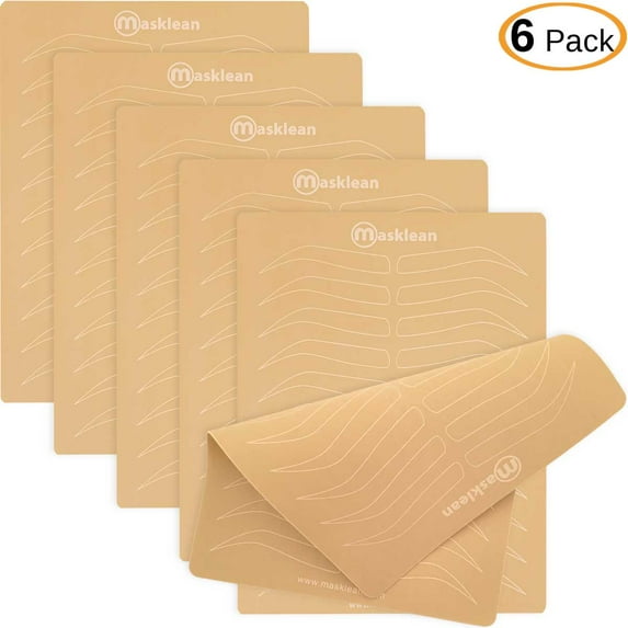 Masklean Inkless Double Sided Practice Skin For Microblading Permanent Makeup PMU Tattoo Eyebrow Needling No Ink Fake Skin (6 Pieces)