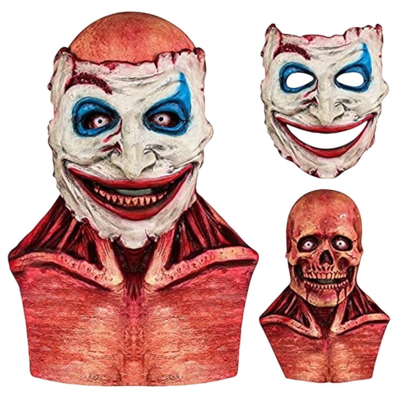 Masks 2 in 1 Interchangeable Scary Clown Skull Design 18 X 17 X 10 Inch Halloween Accessory for Party and