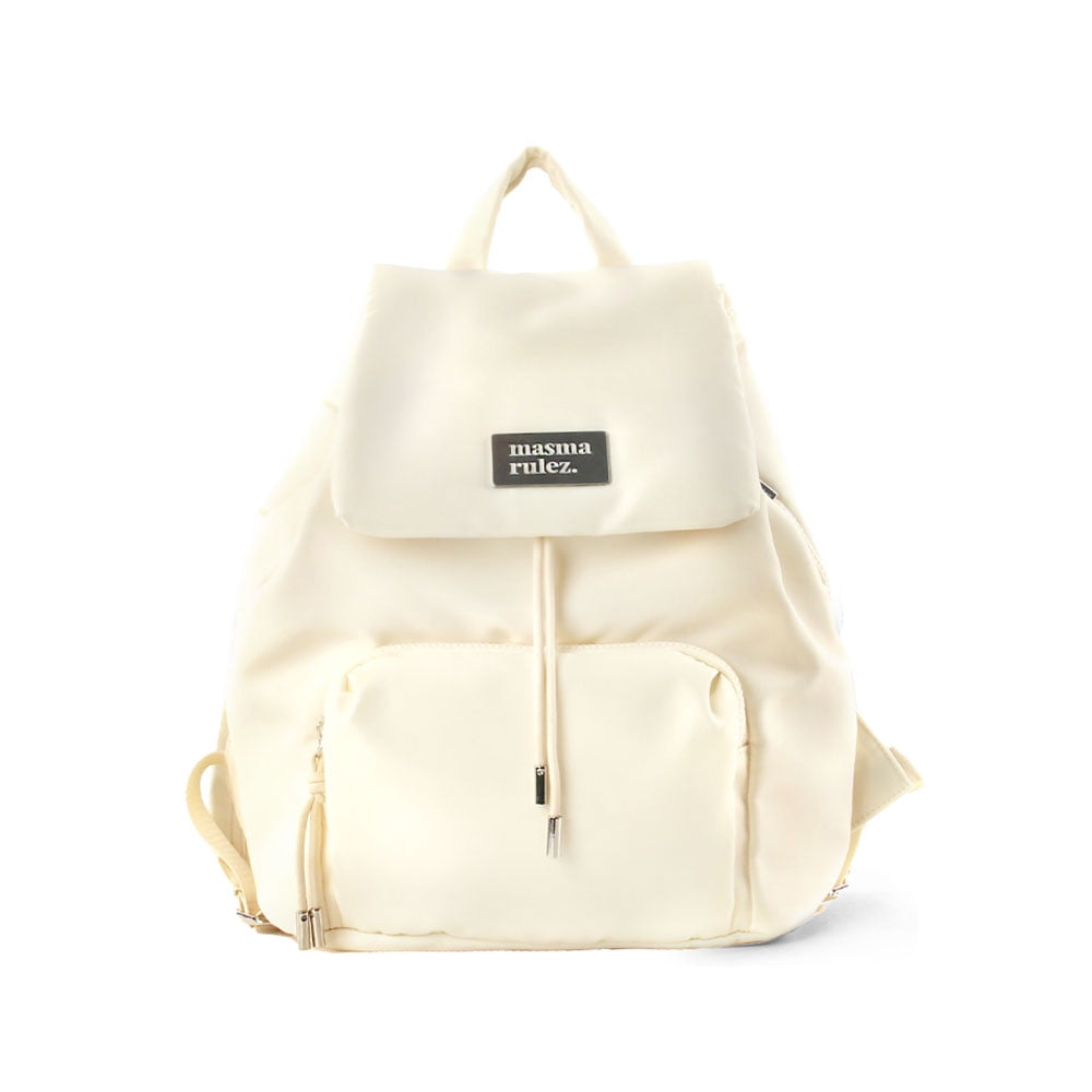 バックパック・リュック masmarulez 304 Small nylon draw flap backpackCream 501328623 Masmarulez 304 Small Draw Flap Backpack – Compact Nylon