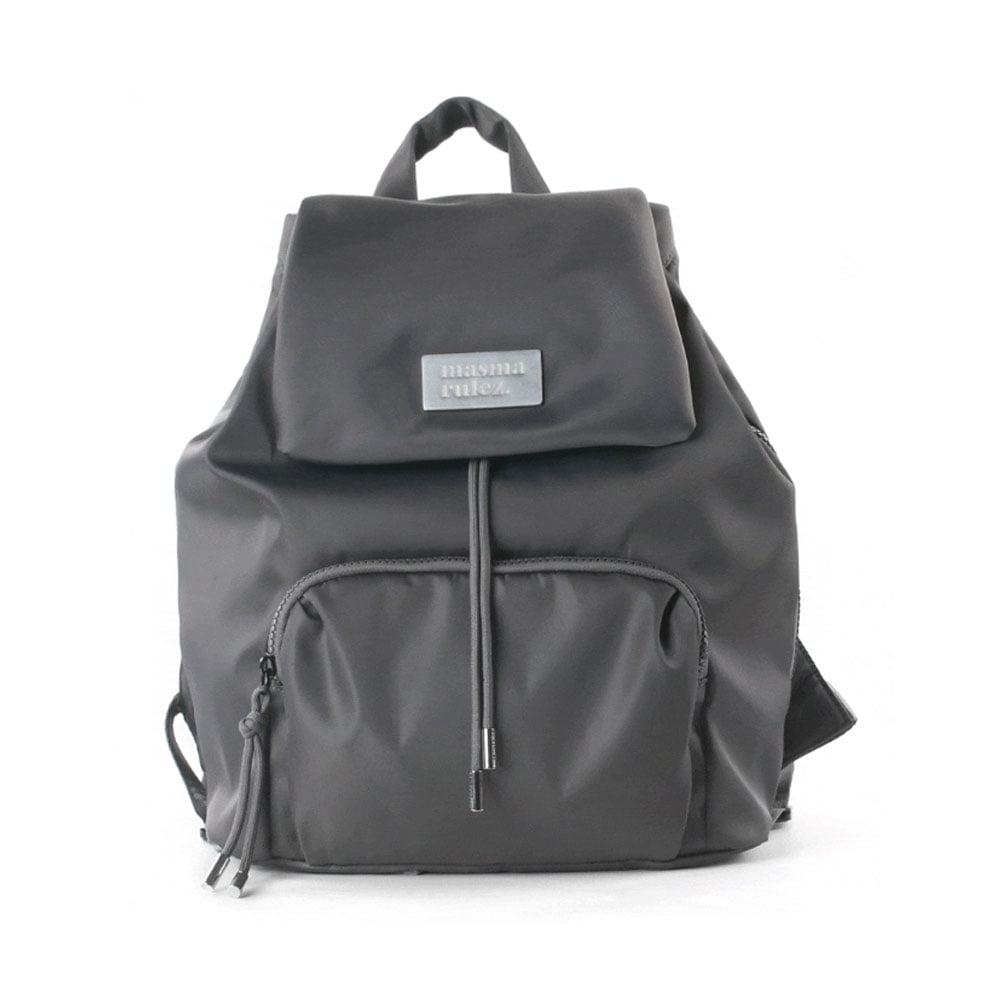 ◆masmarulez◆ 304 Small nylon draw flap backpackBlack Masmarulez 304 Small Draw Flap Backpack – Compact Nylon