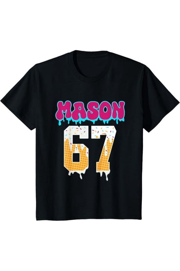 Mason 67 Funny Ice Cream Drip Baseball Ice Cream Drip T-Shirt