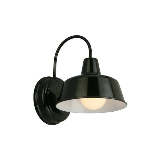 Mason Barn Light Indoor/Outdoor Wall Mount Modern Industrial Farmhouse Design House Wall Light for Patio, Garage, Bathroom, Office, Kitchen, 8-Inch, Satin Black, WM757936