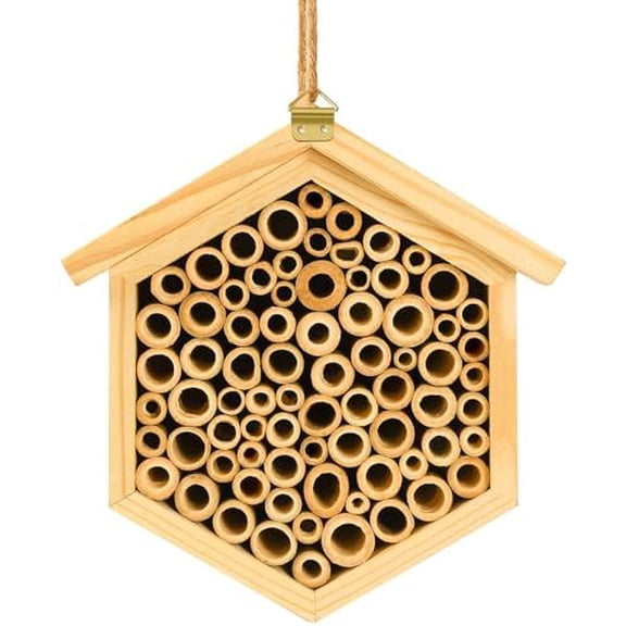 Mason Bee House - Natural Bamboo Bee Habitat Hotel for Carpenter, Pollinating, Leaf Cutter Bees$$