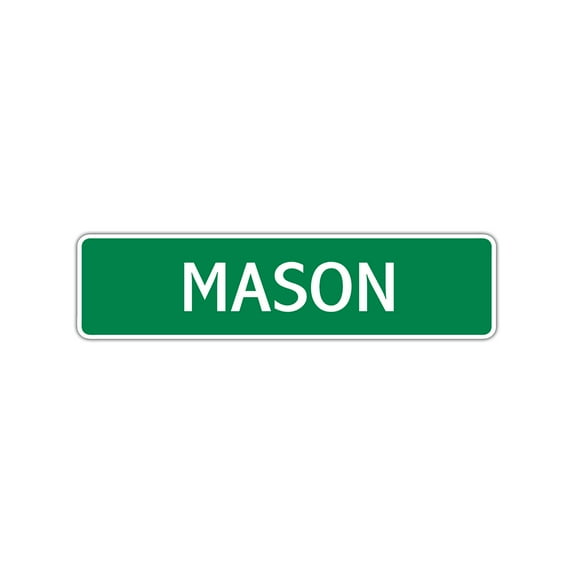 Mason Boys Children Name Letter Printed Label Wall Plaque Indoor Outdoor Decoration Aluminum Sign 4"x18"