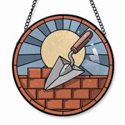 Mason Bricklayer Stained Glass Suncatcher Window Hanging   Custom Text Window Hanging Christmas 2025, Unique Gifts for Mason Bricklayer, Family, Mom or Dad