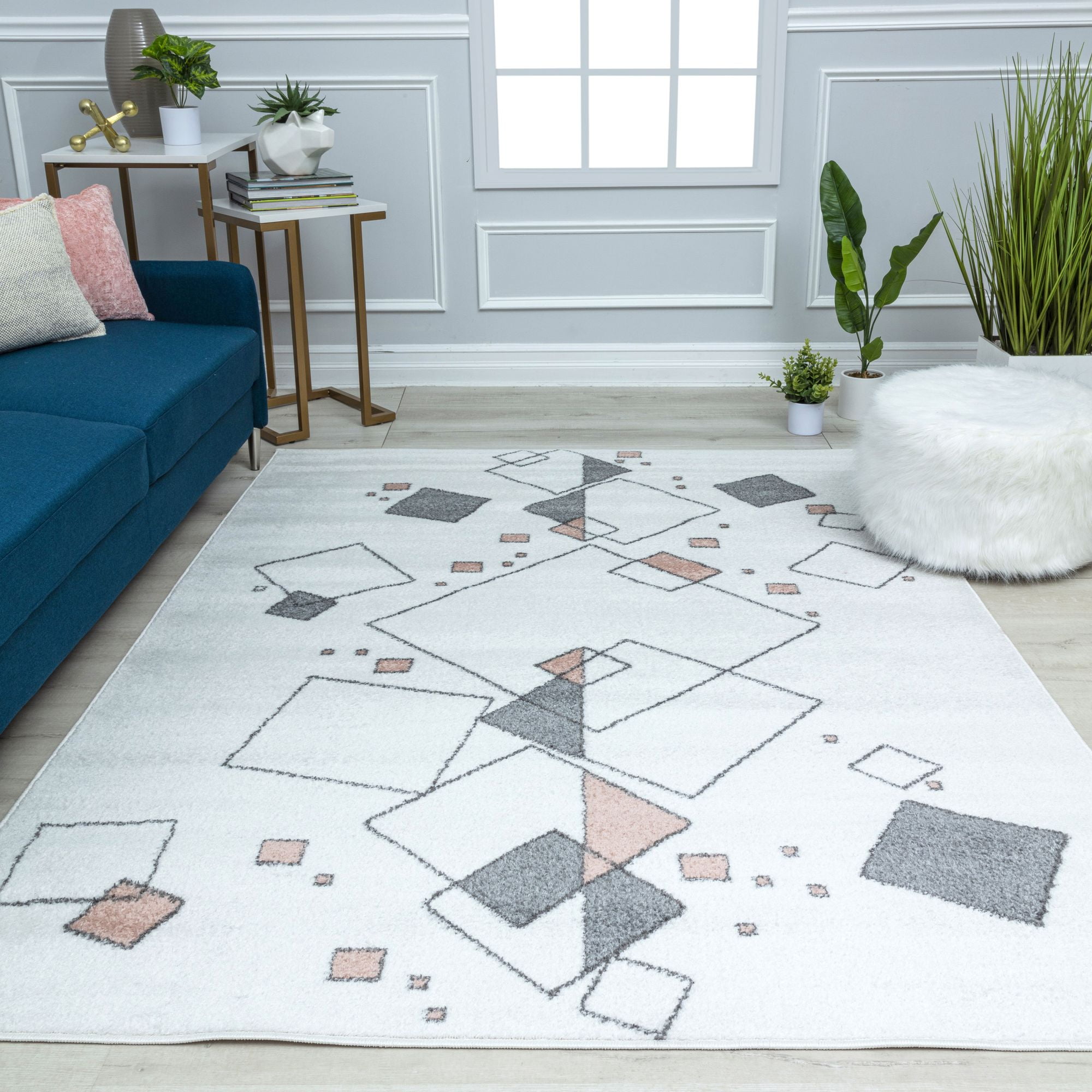 Mason Brooks Azure AZ15B Etched Glass Geometric Contemporary Ivory Area Rug, 8'3" X 10'0"