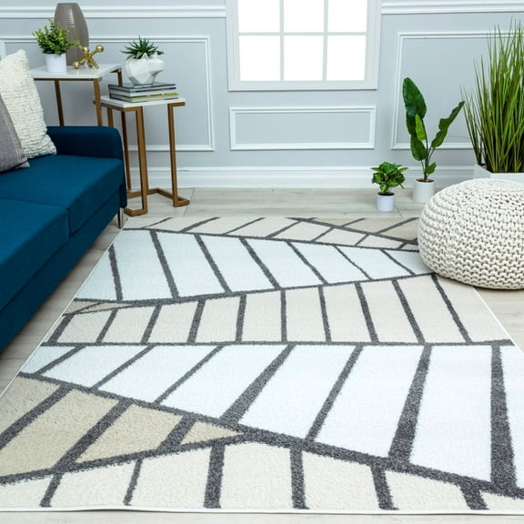 Mason Brooks Azure AZ45A Heron Plume Geometric Contemporary Tan Area Rug, 8'3" X 10'0"