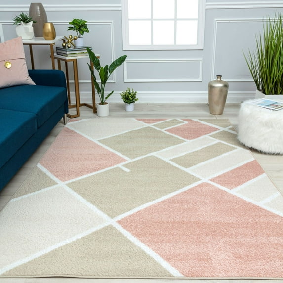 Mason Brooks Azure AZ60A Rosy Outlook Geometric Contemporary Pink Area Rug, 5'0" X 7'0"