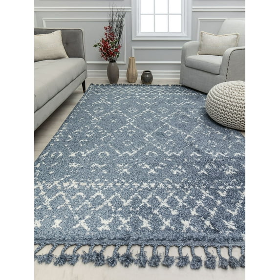 Mason Brooks Cirrus EN10C Colonial Blue Tribal Moroccan Blue Area Rug, 2'6" x 4'