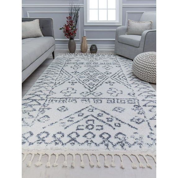 Mason Brooks Cirrus EN50B Cascade White Tribal Moroccan Ivory Area Rug, 2'6" x 8'