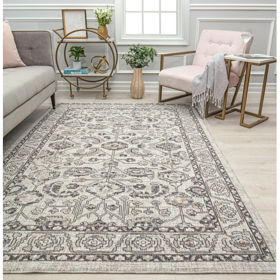 Mason Brooks Cressida CA11A Ashley Gray Vintage Traditional Gray Area Rug, 2'6" x 4'