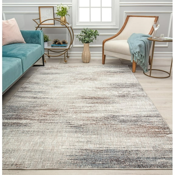 Mason Brooks Cressida CA20A Misty Silver Abstract Contemporary Gray Area Rug, 2'6" x 4'