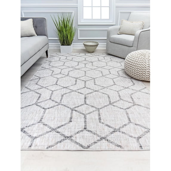 Mason Brooks Cressida CA25A Gray Stone Geometric Contemporary Gray Area Rug, 5'3" x 7'0"