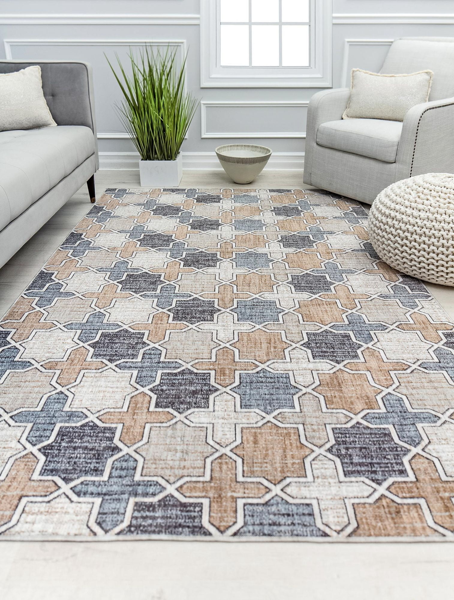 Mason Brooks Cressida CA40A RusticTaupe Geometric Contemporary Gray Area Rug, 5'3" x 7'0"