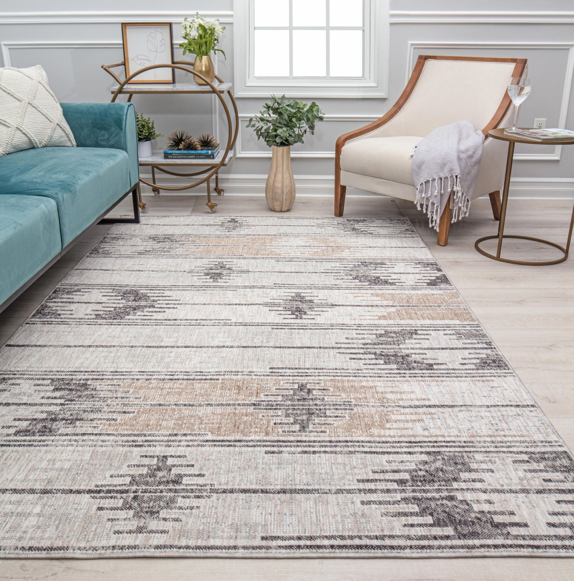 Mason Brooks Cressida CA55A Coastal Fog Moroccan Tribal Gray Area Rug, 2'6" x 8'