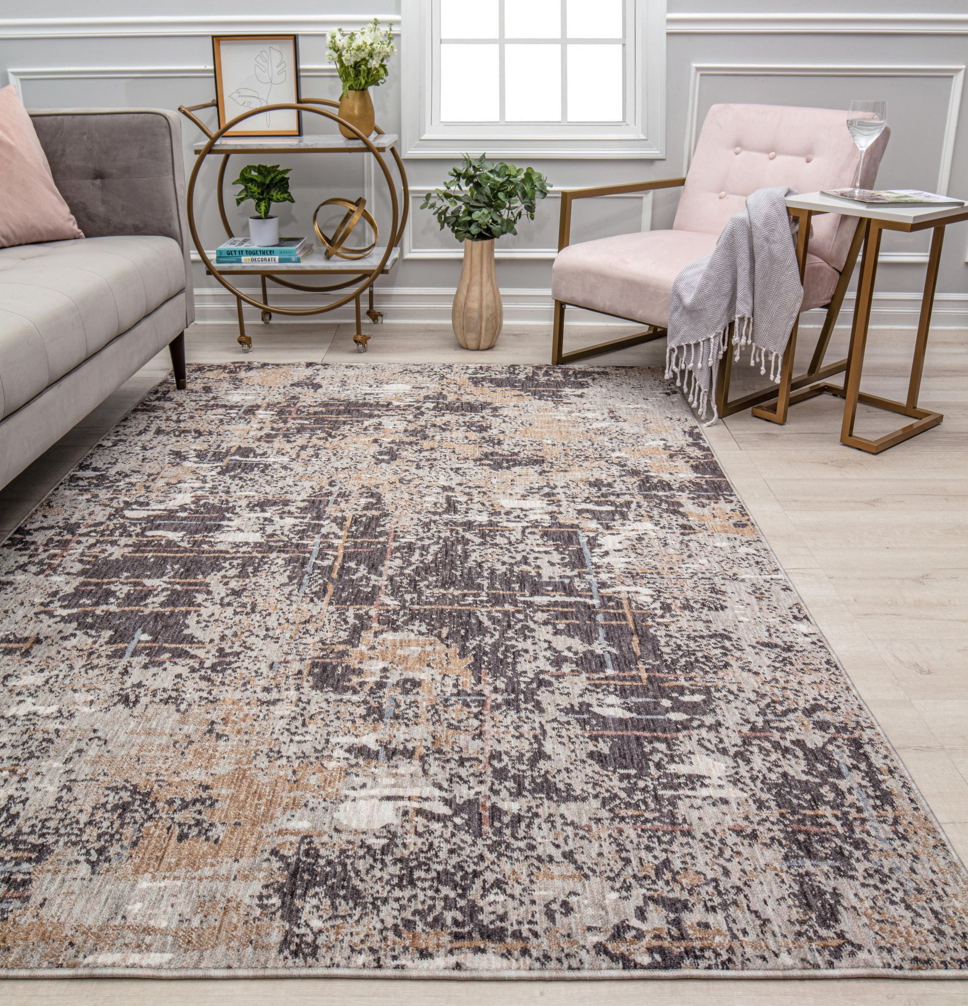 Mason Brooks Cressida CA85A Stormy Sky Abstract Contemporary Gray Area Rug, 2'6" x 8'