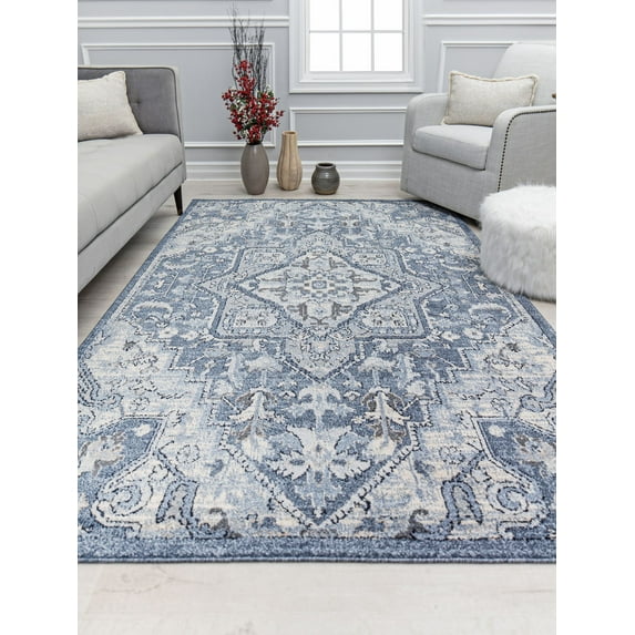 Mason Brooks Lexa NS20A Chicago Blues Tribal Vintage Blue Area Rug, 2'6" x 4'
