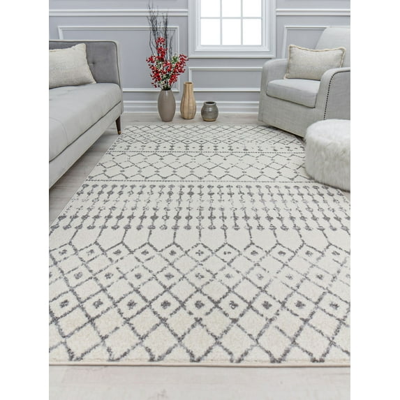 Mason Brooks Mellow MR65A Stone White Tribal Moroccan Ivory Area Rug, 8'0"X10'0"