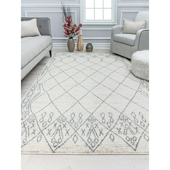 Mason Brooks Mellow MR95A Mineral Ice Tribal Moroccan Ivory Area Rug, 2'6" x 8'