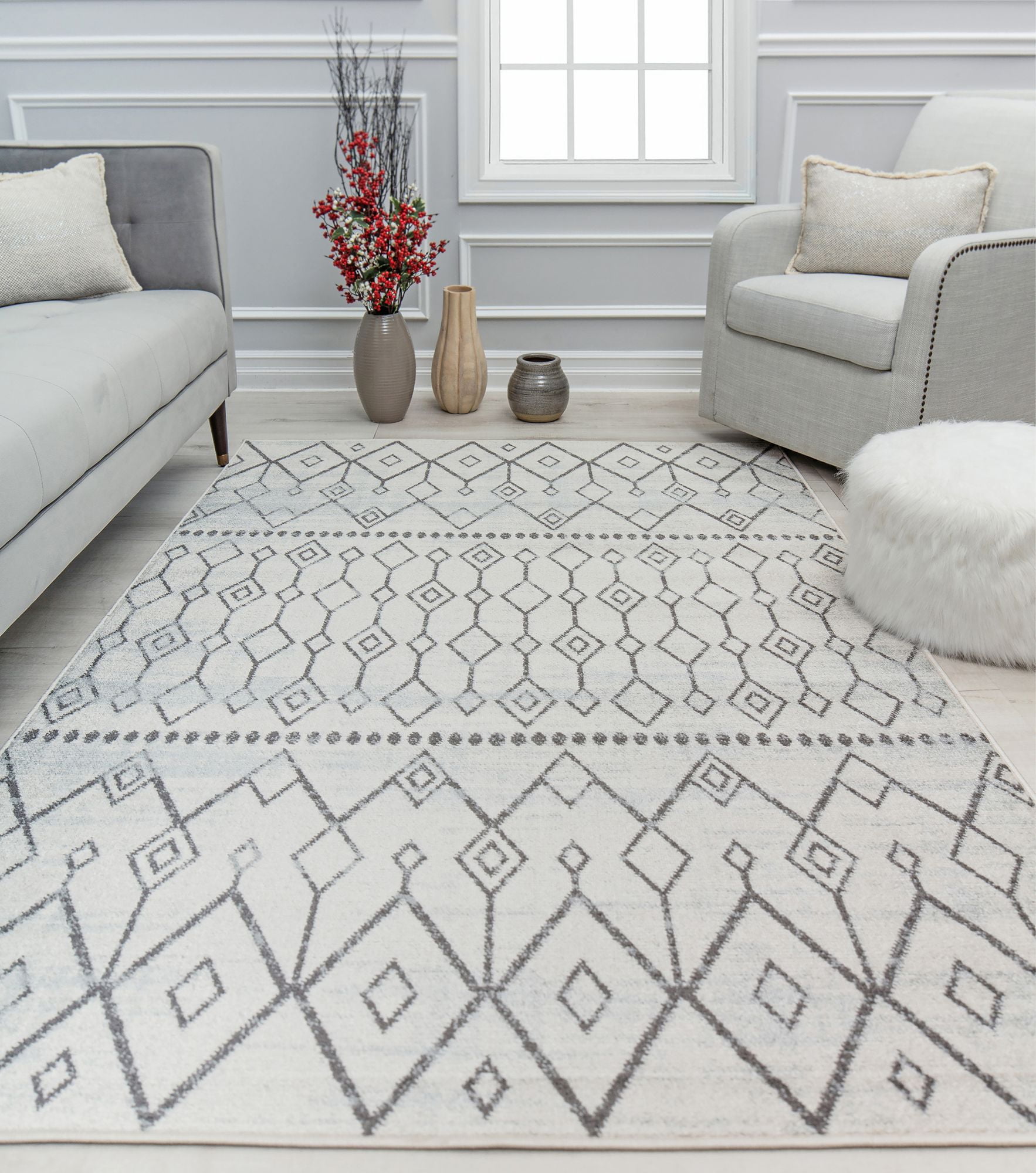 Mason Brooks Ryder KN10B Linen White Moroccan Tribal White Area Rug, 8'3"X10'0"