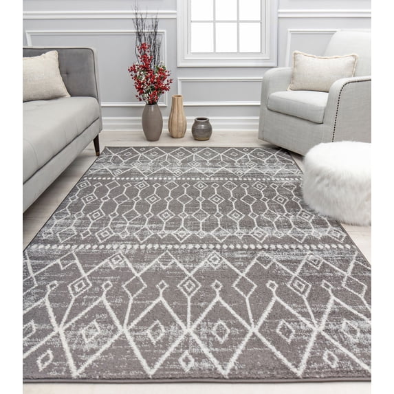 Mason Brooks Ryder KN10C Inky Charcoal Moroccan Tribal Gray Area Rug, 2'6" x 4'