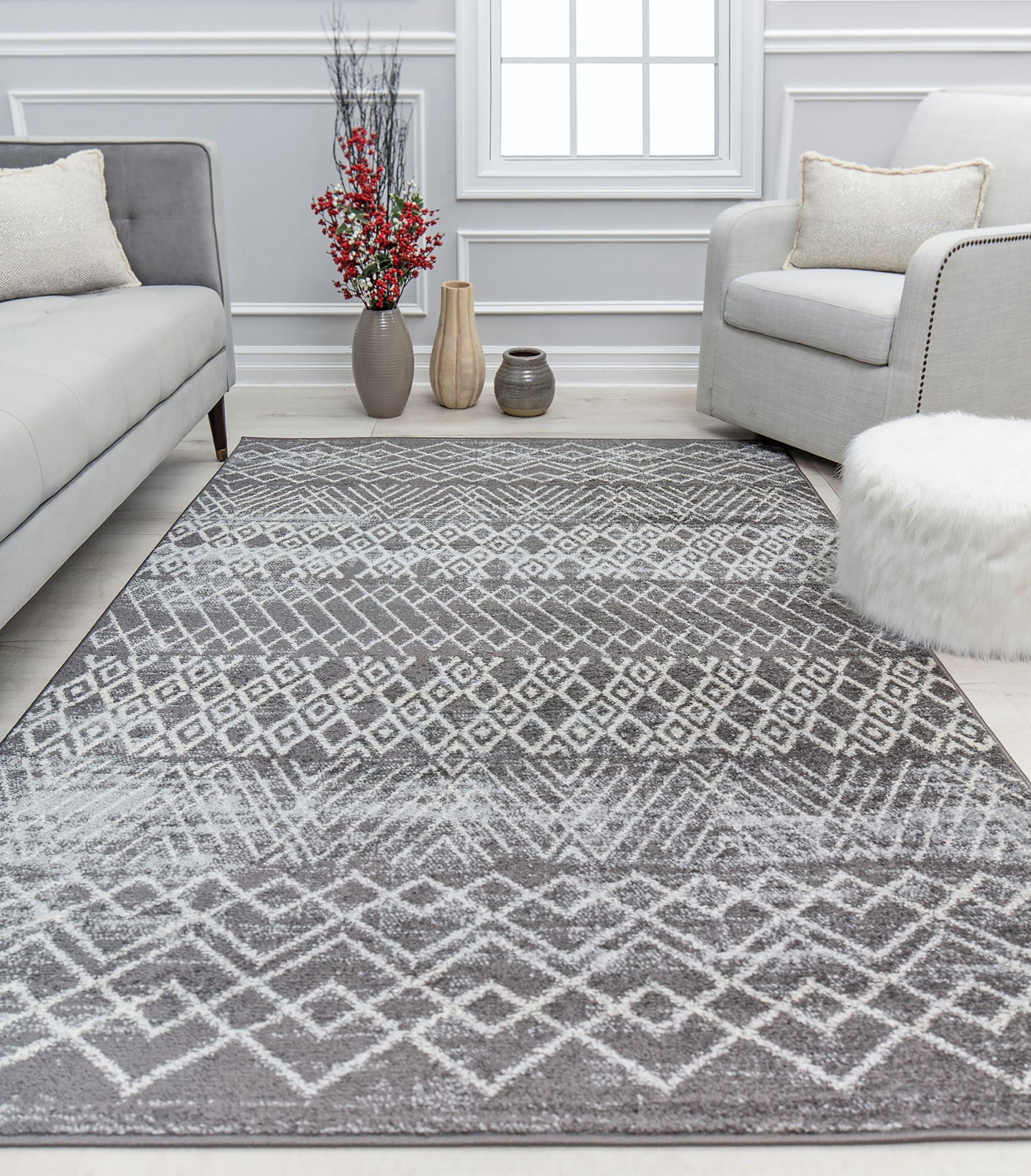 Mason Brooks Ryder KN20B Nocturne Gray Moroccan Tribal Gray Area Rug, 2'6" x 8'