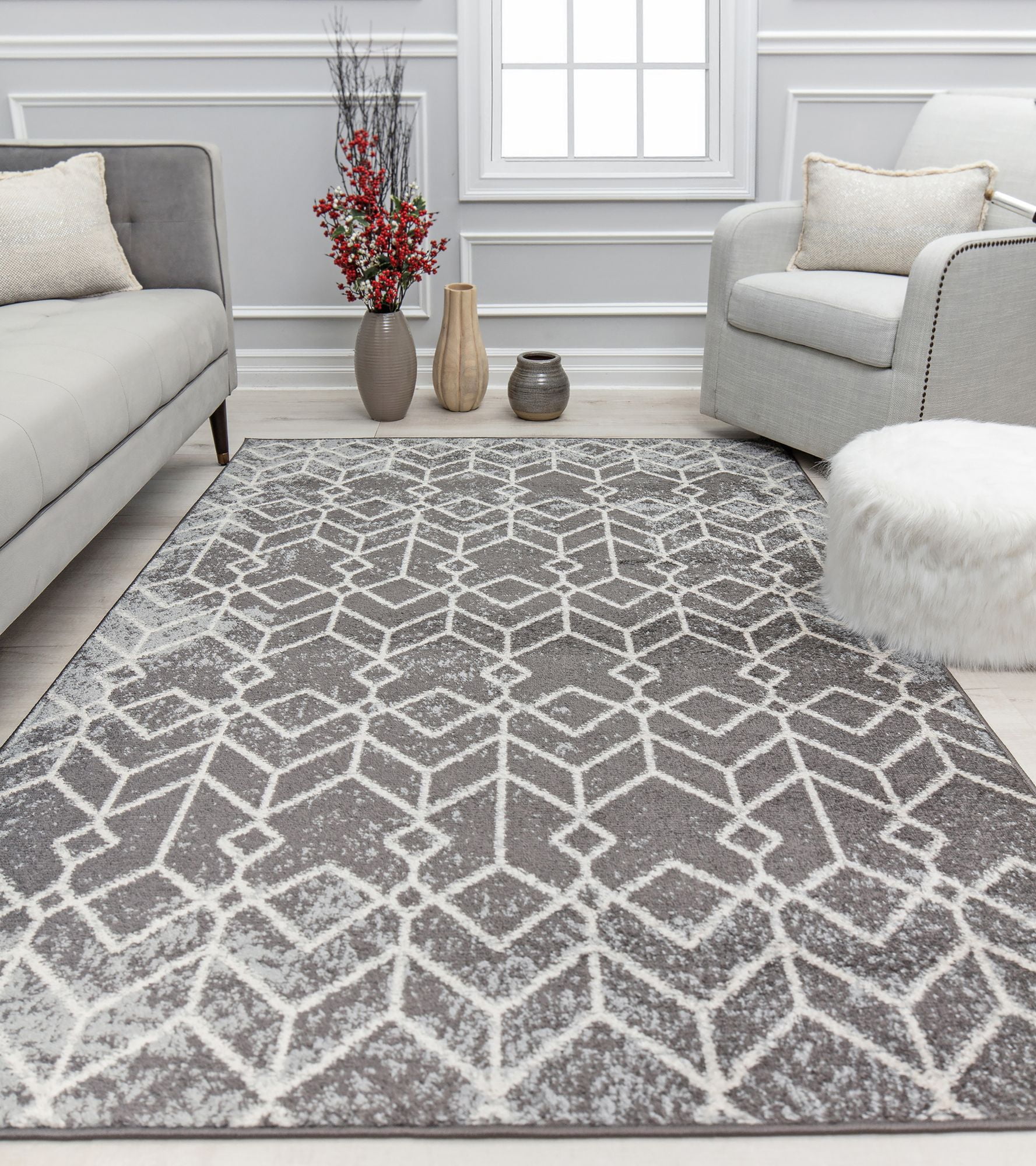Mason Brooks Ryder KN30A Moonless Night Moroccan Tribal Gray Area Rug, 2'6" x 4'