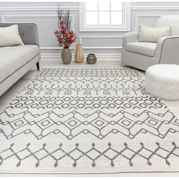 Mason Brooks Ryder KN40B Etheral Light Moroccan Tribal White Area Rug, 2'6" x 4'